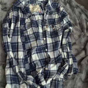 Hollister Blue and White Plaid Shirt